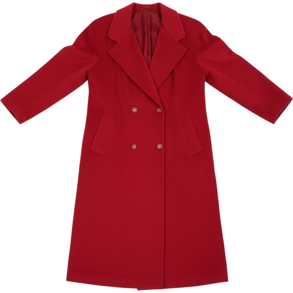 Worthington Vintage Red Wool Blend Double Breasted Long Overcoat Size 14 Winter